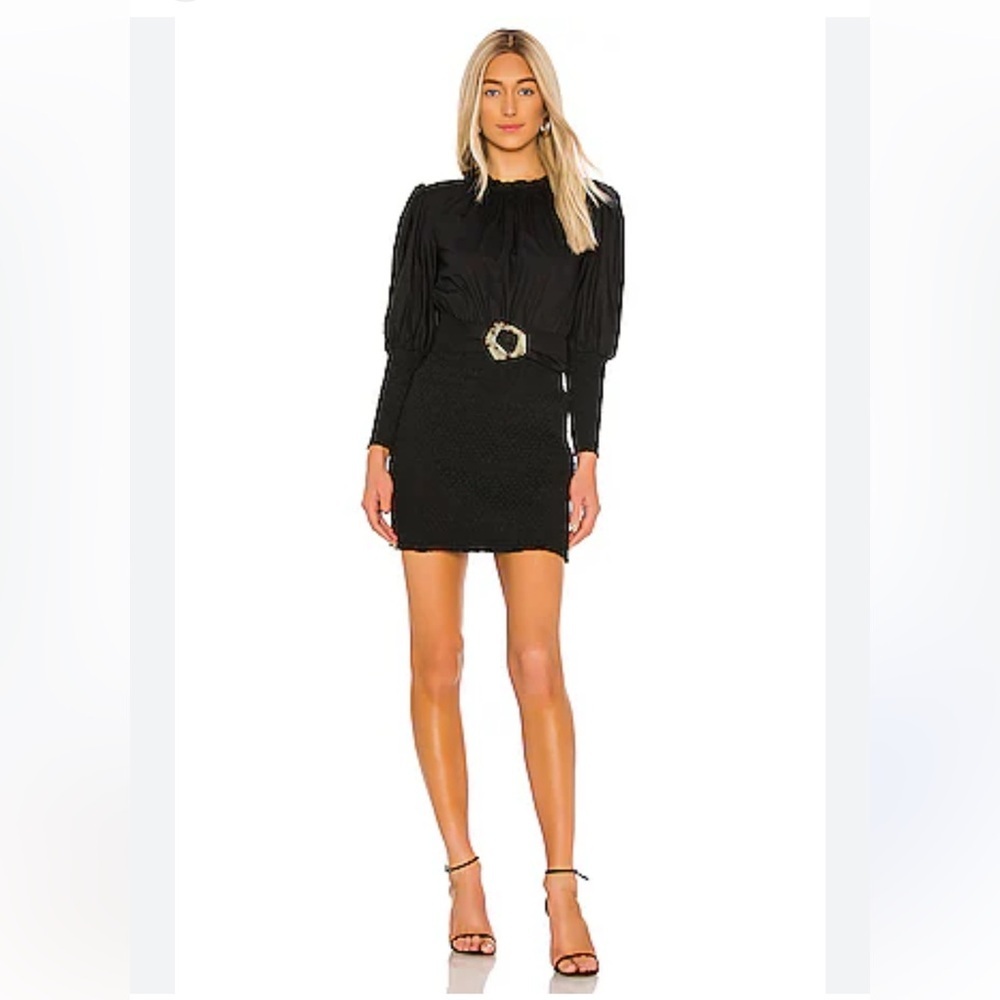 ELLIATT Lorine Dress in Black Belted Smocked size Small